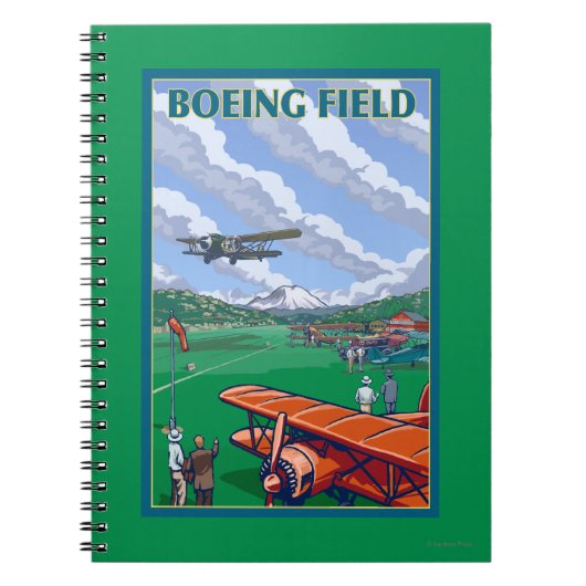 Boeing Field Vintage Travel Poster Notitieboek (Voorkant)
