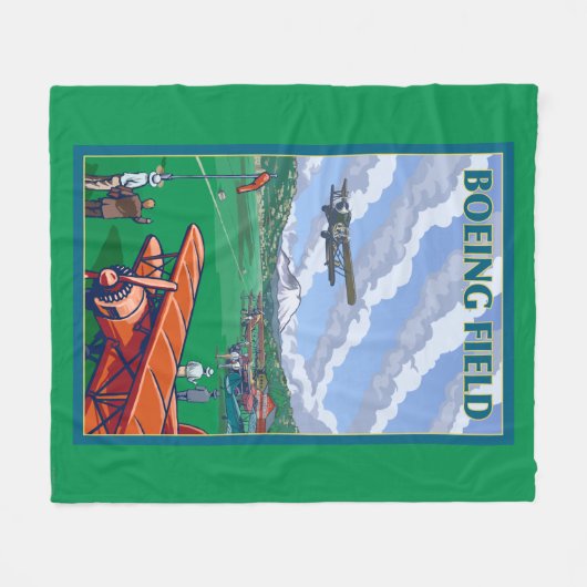 Boeing Vintage Travel Poster Fleece Deken (Voorkant (Horizontaal))