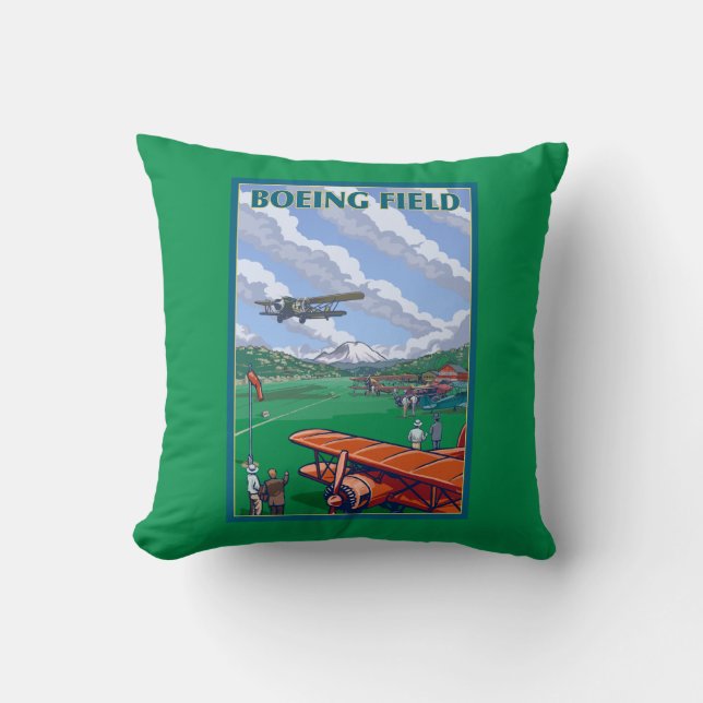 Boeing Vintage Travel Poster Kussen (Voorkant)