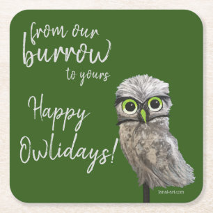 Boeit Owl Coastal Art Cape Coral Florida Kartonnen Onderzetters