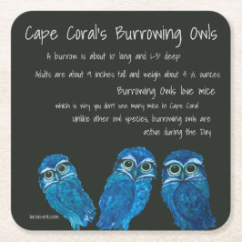 Boeit Owl Coastal Art Cape Coral Florida Kartonnen Onderzetters
