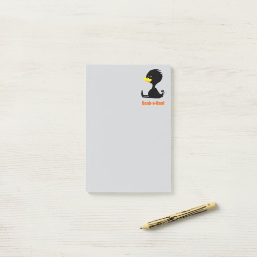 Boek-a-Boe! Mooie Cartoon Eend met Grappige Woords Post-it® Notes (Op bureau)