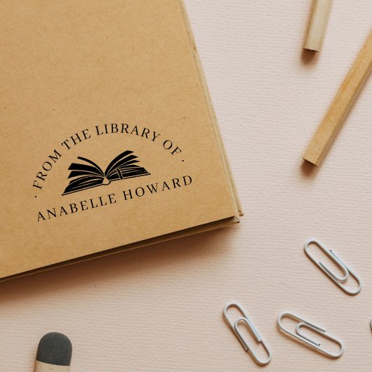 boek aangepaste naam uit de bibliotheek rubberstempel