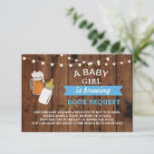 Boek Aanvraag Baby shower Bierfles Blauw Hout Kaart (Staand voorkant)