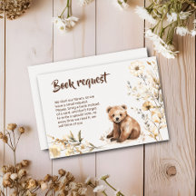Boek aanvraag beer bosbloemen baby shower kaart