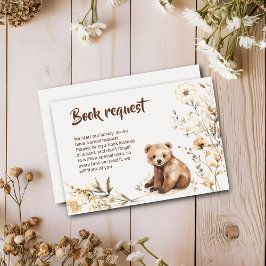 Boek aanvraag beer bosbloemen baby shower kaart notitiekaartje