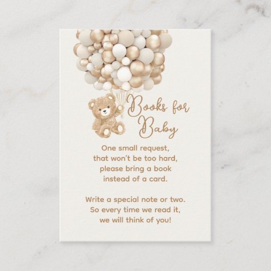 Boek Aanvraag Genderneutraal Beer Baby shower Informatiekaartje (Voorkant)