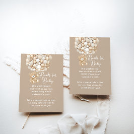 Boek Aanvraag Genderneutraal Beer Baby shower Informatiekaartje