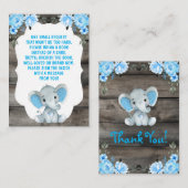 Boek Aanvraag Jongen Olifanten Douche Blauw Ticket Informatiekaartje (Voorkant / Achterkant)