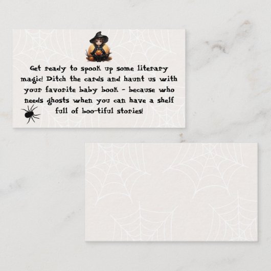 Boek Aanvraag Little Witch Baby shower Informatiekaartje (Voorkant / Achterkant)