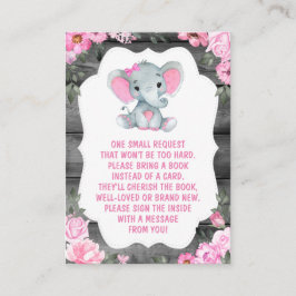 Boek aanvraag Pink Elephants Shower Floral Ticket Informatiekaartje