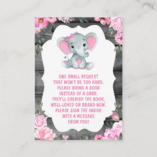 Boek aanvraag Pink Elephants Shower Floral Ticket Informatiekaartje