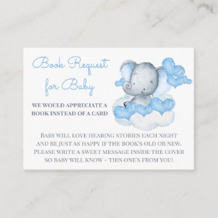 Boek aanvraag voor Baby Boy Elephant Baby shower Informatiekaartje