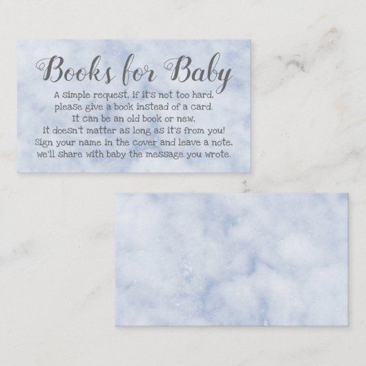 Boek Aanvraag voor Baby shower Blue Poem Invitatio Informatiekaartje (Voorkant / Achterkant)