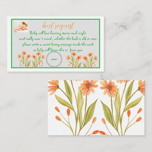 boek aanvraag wilde bloem baby doucheEnclosure Kaa Informatiekaartje (Voorkant / Achterkant)