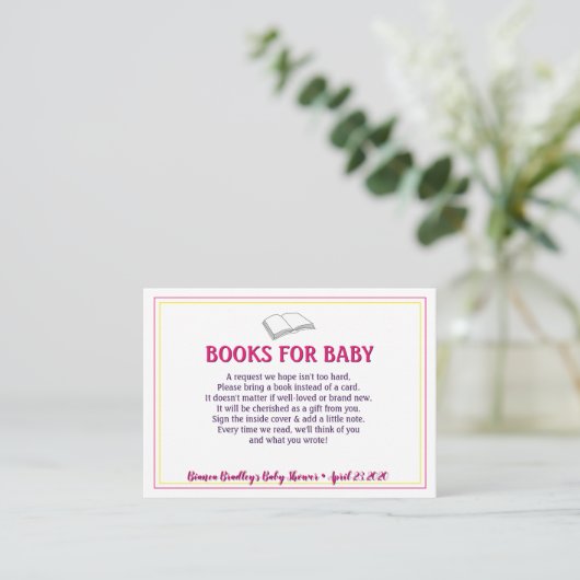 Boek aanvraag Wildflowers Waterverf Baby shower Informatiekaartje (Staand voorkant)