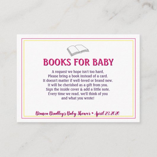 Boek aanvraag Wildflowers Waterverf Baby shower Informatiekaartje (Voorkant)