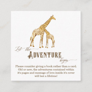 Boek Adventure Enclosure Boy Baby shower Giraffe Informatiekaartje