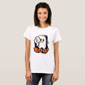 Boek Afkeurend Grumpy Halloween Ghost Design T-shirt (Voorkant volledig)