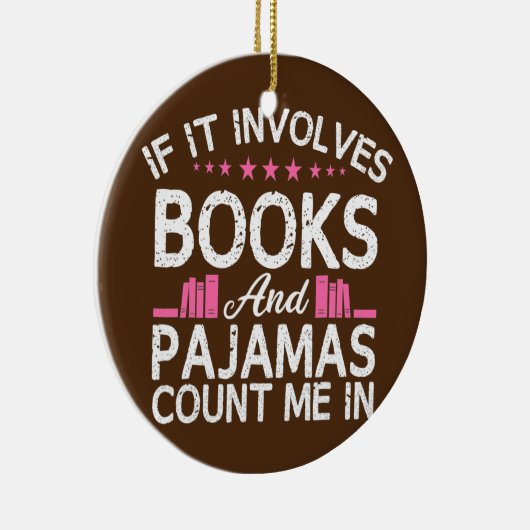 Boek als het boeken impliceert de pyjama's tellen  keramisch ornament (Rechts)