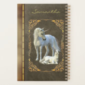 Boek als leder-metaal-unicorn-fantaseval planner (Achterkant)