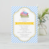 Boek baby boy douche blauw, wit gestreept patroon kaart (Staand voorkant)