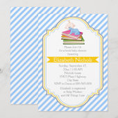 Boek baby boy douche blauw, wit gestreept patroon kaart (Voorkant / Achterkant)