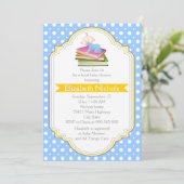 Boek baby boy douche blauw, witte polka dot patroo kaart (Staand voorkant)