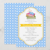 Boek baby boy douche blauw, witte polka dot patroo kaart (Voorkant / Achterkant)