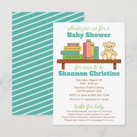 Boek Baby shower | Boeken voor Baby Kaart (Voorkant / Achterkant)