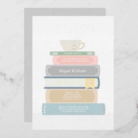 Boek Baby Shower Folie Uitnodiging (Voorkant / Achterkant)