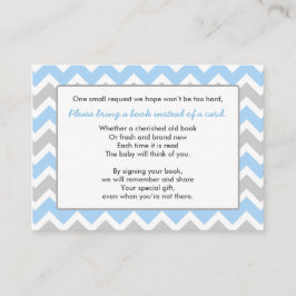 Boek Baby shower insert card boy blauw grijs chevr Informatiekaartje