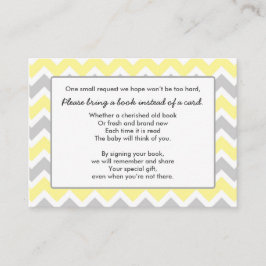 Boek Baby shower insert kaart geel grijs chevron