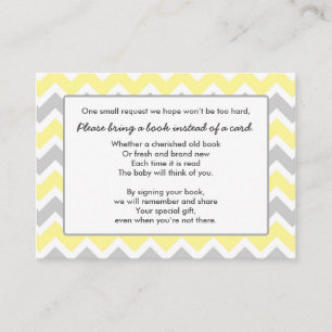 Boek Baby shower insert kaart geel grijs chevron