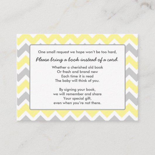 Boek Baby shower insert kaart geel grijs chevron (Voorkant)