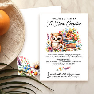 Boek Baby Shower Schattige Uil en Boeken Nieuw Hoo Kaart