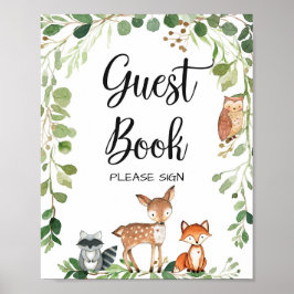 Boek Baby shower van bosbeesten Poster