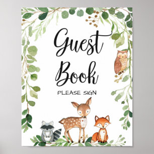 Boek Baby shower van bosbeesten Poster