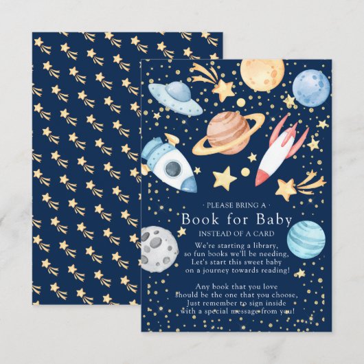 Boek Baby shower voor buitenste ruimtectoren voor  Informatiekaartje (Voorkant / Achterkant)