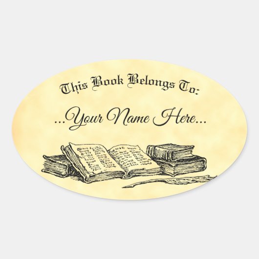Boek behoort tot de  aangepaste boekenkaart ovale sticker (Voorkant)