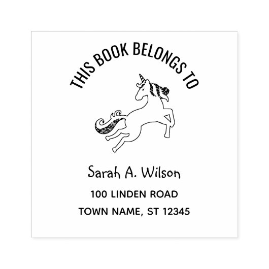Boek behoort tot Naam Adres Bladplaat Unicorn Rubberstempel (Afrduk)