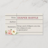 Boek Bibliotheek Baby Meisje Douche Luier Raffle T Informatiekaartje (Voorkant)