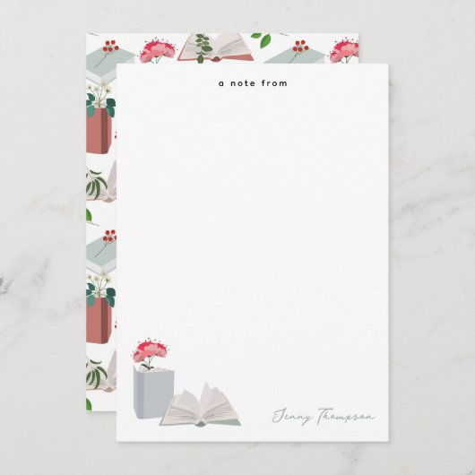 Boek & Bibliotheek Lezen Aangepaste Naam Notitiekaartje (Voorkant / Achterkant)