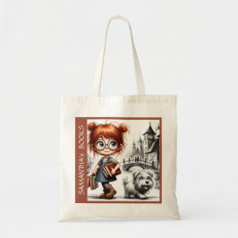 Boek Bibliotheek Meisje school hobby kleurrijk sch Tote Bag
