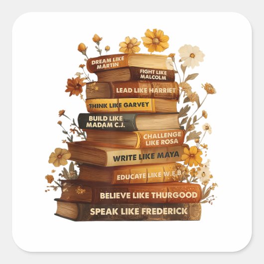 Boek Black History Month Vierkante Sticker (Voorkant)