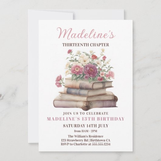 Boek bloemenmeisje verjaardag kaart (Voorkant)