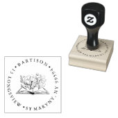 BOEK bloemig RONDE RETOURADRES RUBBERSTEMPEL (Gestempeld)