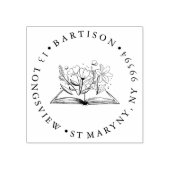 BOEK bloemig RONDE RETOURADRES RUBBERSTEMPEL (Afrduk)