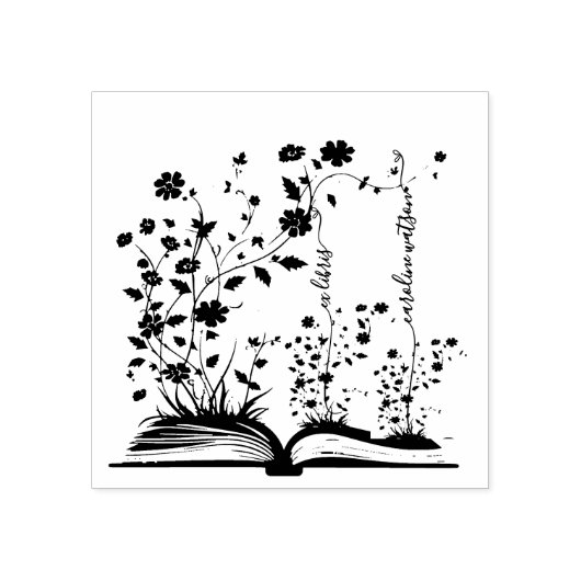 Boek Bloom Ex libris Rubberstempel (Afrduk)