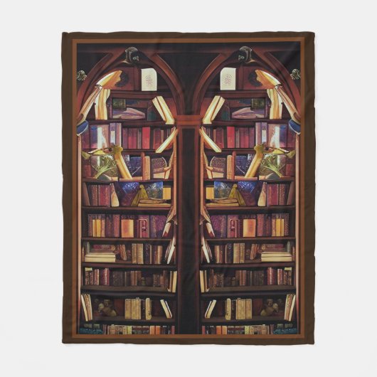 Boek boekenplanken fleece deken (Voorkant)